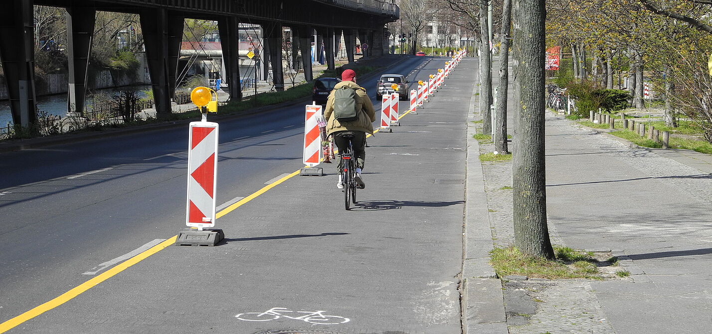 Temporäre Pop-up Fahrspur in Berlin