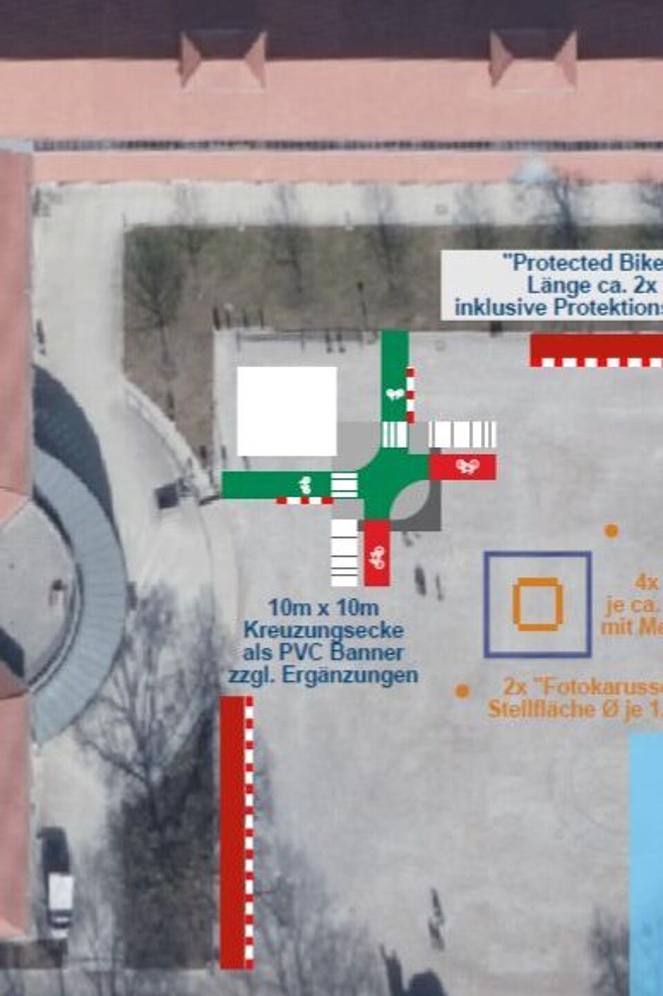 Visualisierung des Modells einer sicheren Kreuzung vor dem Verkehrszentrum Visualisierung des Modells einer sicheren Kreuzung vor dem Verkehrszentrum