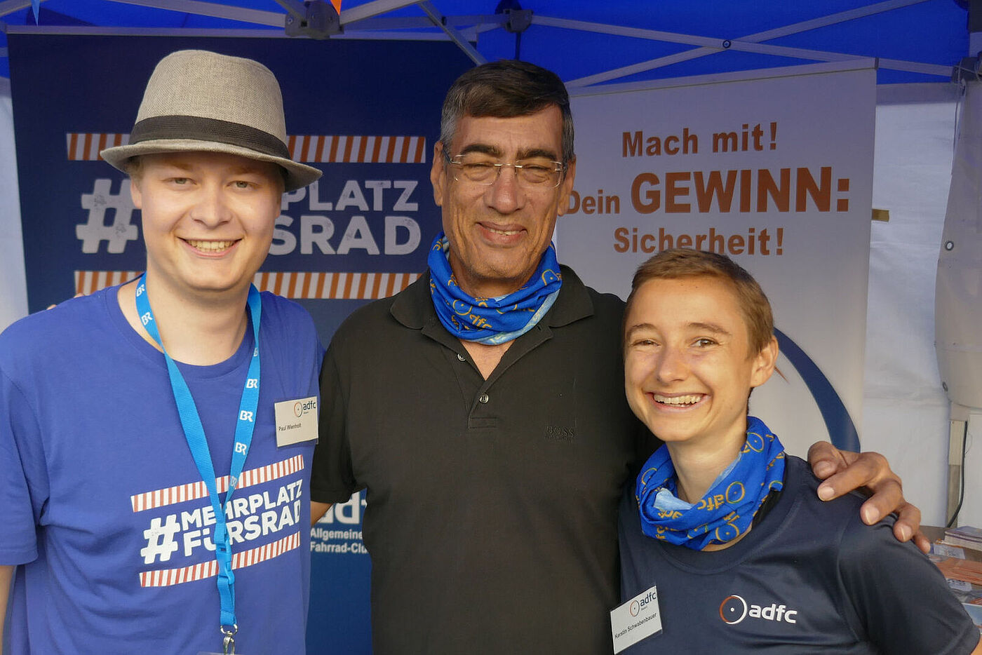 29. Juli, 2. Etappe: Besuch aus der Karibik: Mitfahrer Eric aus Puerto Rico mit Paul und Kerstin. Enjoy it, Eric!