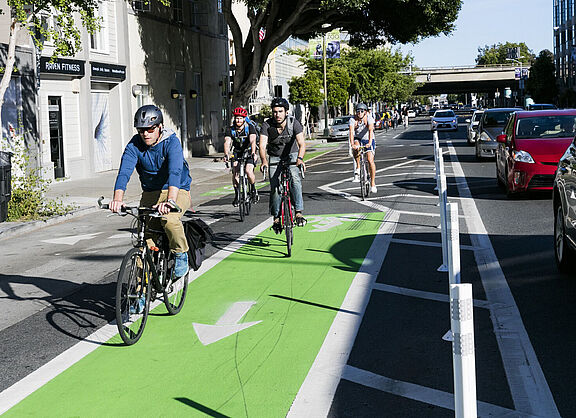 Beispiel geschützter Radwege in San Francisco