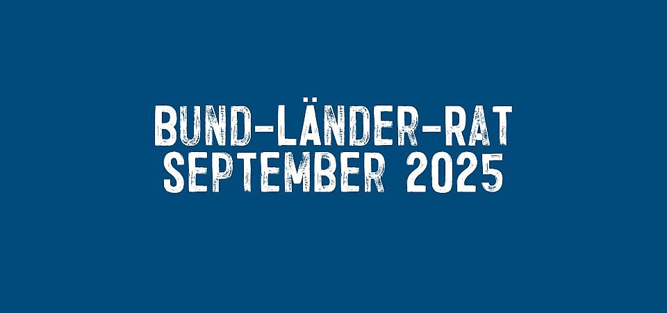 Blauer Hintergrund mit weißer Schrift: BLR September 2025